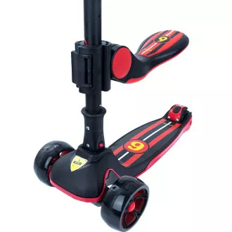 Dětská tříkolová koloběžka Story 2v1 Deluxe se svítícími kolečky mini scooter, černo-červená