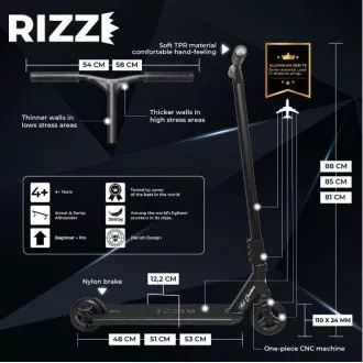 Freestyle koloběžka NKD Rizz Stunt, Černá