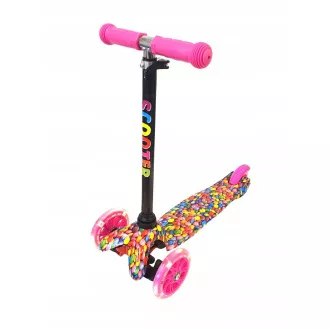 Koloběžka tříkolová MINI SCOOTER se svítícími kolečky, BONBON