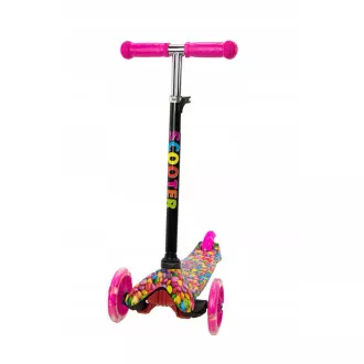 Koloběžka tříkolová MINI SCOOTER se svítícími kolečky, BONBON