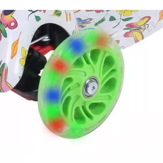 Koloběžka tříkolová MINI SCOOTER se svítícími kolečky, Motýlci