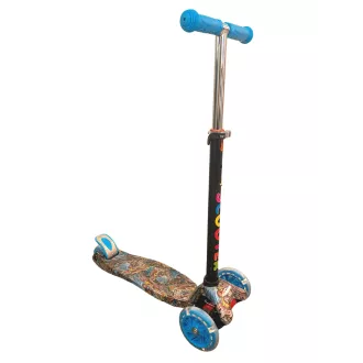 Koloběžka tříkolová MAXI SCOOTER se svítícími kolečky, BLUE DRAGON