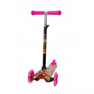 Koloběžka tříkolová MAXI SCOOTER se svítícími kolečky, BONBON, růžový