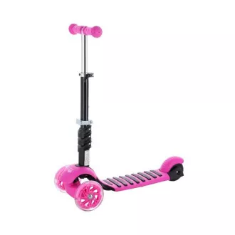 Dětská tříkolová koloběžka MINI SCOOTER 2v1 se svítícími LED koly, růžová
