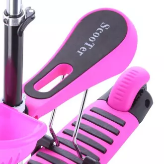 Dětská tříkolová koloběžka MINI SCOOTER 2v1 se svítícími LED koly, růžová