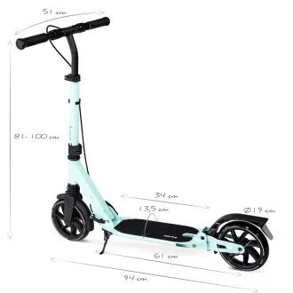 Skládací koloběžka MOVINO X-Way s ruční i nášlapnou brzdou, light mint