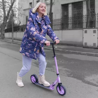 Skládací koloběžka Story Civic Comfort s nafukovacími koly, fialová