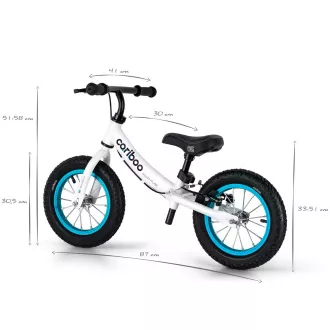 Dětské odrážedlo MOVINO Cariboo ADVENTURE s brzdou, nafukovací kola 12'', bílo-modré