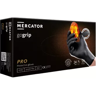 MERCATOR® GOGRIP - Nitrilové rukavice, bez pudru, 50 ks, černé, XXL