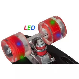 Pennyboard s LED kolečky, 56 cm BLACK/RED