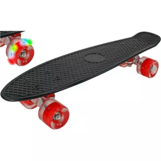 Pennyboard s LED kolečky, 56 cm BLACK/RED