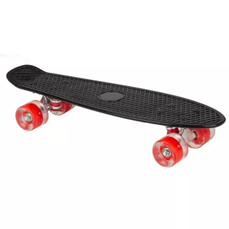 Pennyboard s LED kolečky, 56 cm BLACK/RED