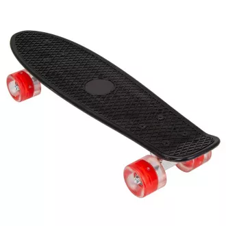 Pennyboard s LED kolečky, 56 cm BLACK/RED