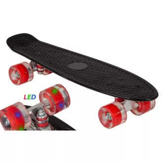 Pennyboard s LED kolečky, 56 cm BLACK/RED