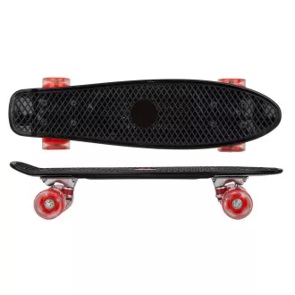 Pennyboard s LED kolečky, 56 cm BLACK/RED