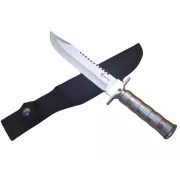 Taktický nůž MILITARY FINKA SURVIVAL 35 cm černý/stříbrný, Černá
