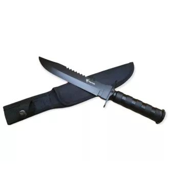 Taktický nůž MILITARY FINKA SURVIVAL 35 cm černý/stříbrný, Černá