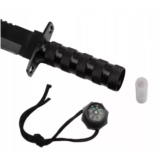 Taktický nůž MILITARY FINKA SURVIVAL 35 cm černý/stříbrný, Černá