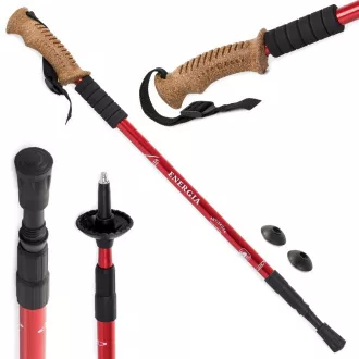 Trekingové hole Nordic Walking s ergonomickou, korkovou rukojetí, 135 cm, 2 ks, Černá