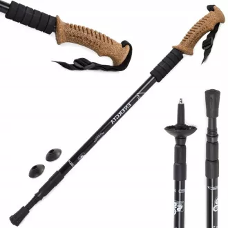 Trekingové hole Nordic Walking s ergonomickou, korkovou rukojetí, 135 cm, 2 ks, Modrá
