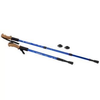 Trekingové hole Nordic Walking s ergonomickou, korkovou rukojetí, 135 cm, 2 ks, Modrá