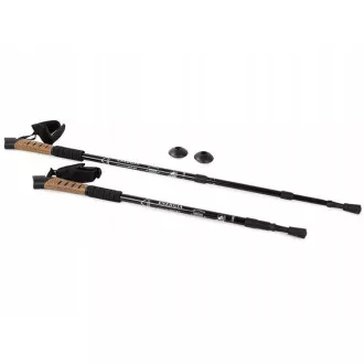 Trekingové hole Nordic Walking s korkovou rukojetí, 135 cm, 2 ks, Černá