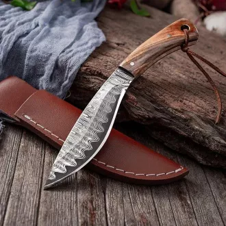 Turistický nůž s ozdobenou čepelí KUKRI, 19 cm