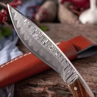 Turistický nůž s ozdobenou čepelí KUKRI, 19 cm