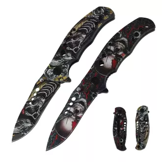 Skládací taktický nůž SKULL 20 cm, Červená