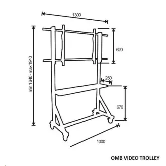 Profesionální vozík/stojan držák na televizory 55-100", pojezdová kolečka s brzdou, OMB VIDEO TROLLEY Profesionální vozík/stojan držák na televizory 55-100", pojezdová kolečka s brzdou, OMB VIDEO TROLLEY