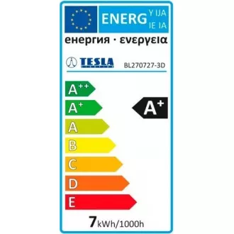 TESLA - LED BL270727-3D, žárovka CRYSTAL RETRO BULB, E27, 7W, 230V, 835lm, 15 000h, 2700K , 360