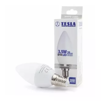 TESLA - LED CL143530-2, žárovka CANDLE svíčka, E14, 3,5W, 230V, 249lm, 25 000h, 3000K teplá bíl