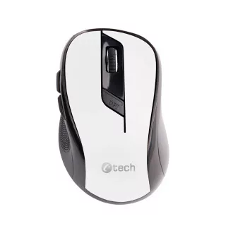C-TECH myš WLM-02, černo-bílá, bezdrátová, 1600DPI, 6 tlačítek, USB nano receiver