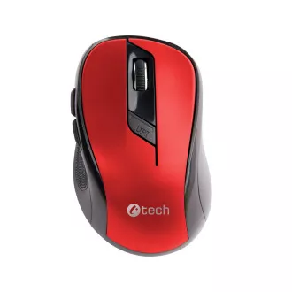 C-TECH myš WLM-02, černo-červená, bezdrátová, 1600DPI, 6 tlačítek, USB nano receiver