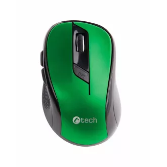 C-TECH myš WLM-02, černo-zelená, bezdrátová, 1600DPI, 6 tlačítek, USB nano receiver