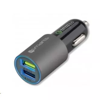 4smarts nabíječka do auta Rapid Quick Charge, 2x USB, 3 A, šedá