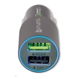4smarts nabíječka do auta Rapid Quick Charge, 2x USB, 3 A, šedá