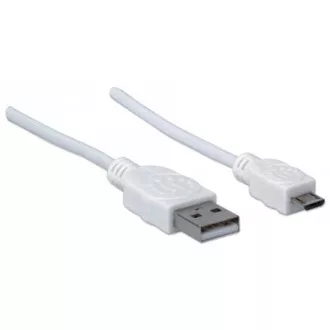 MANHATTAN Kabel propojovací USB 2.0 A Male / Micro-B Male, 1m, bílý