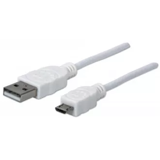 MANHATTAN Kabel propojovací USB 2.0 A Male / Micro-B Male, 1.8m, bílý