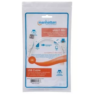 MANHATTAN Kabel propojovací USB 2.0 A Male / Micro-B Male, 1.8m, bílý