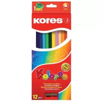 Pastelky Kores trojhranné 12ks + ořezávátko Pastelky Kores trojhranné 12ks + ořezávátko