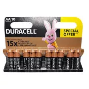 Baterie alkalická, AA (LR6), AA, 1.5V, Duracell, blistr, 10-pack, 42308, Basic