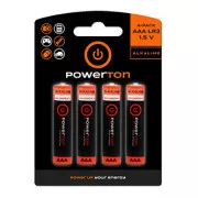 Baterie alkalická, AAA (LR03), AAA, 1.5V, Powerton, blistr, 4-pack