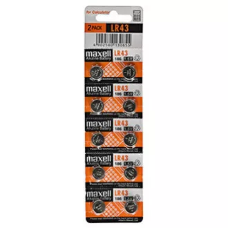 Baterie alkalická, LR43, LR43, 1.5V, Maxell, blistr, 10-pack Baterie alkalická, LR43, LR43, 1.5V, Maxell, blistr, 10-pack