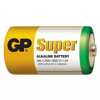 Baterie alkalická, LR20, LR20, 1.5V, GP, blistr, 2-pack, SUPER, velký monočlánek, DOPRODEJ