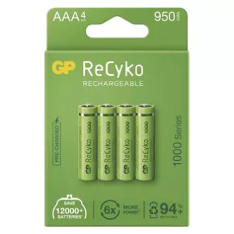 Nabíjecí baterie, AAA (HR03), 1.2V, 950 mAh, GP, papírová krabička, 4-pack, ReCyko