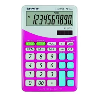 Sharp Kalkulačka EL-M332BPK, růžovo-bílá, stolní, desetimístná