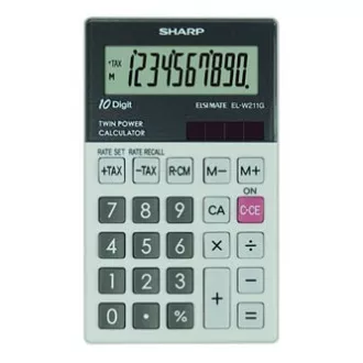 Sharp Kalkulačka EL-W211GGY, šedá, kapesní, desetimístná