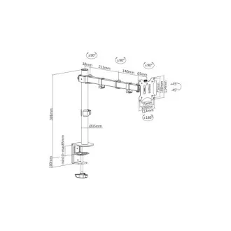 Digitus Držák na jeden monitor 15-32 ", 8 kg (max.), Černé VESA: 75 x 75, 100 x 100