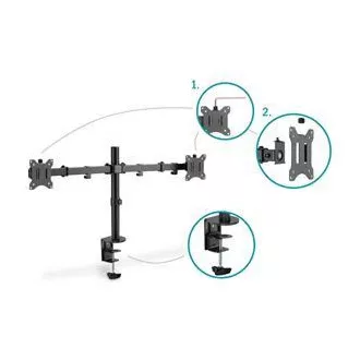 Digitus držák na dva monitory 15-32 ", 2x 8 kg (max.), Černé VESA: 75 x 75, 100 x 100